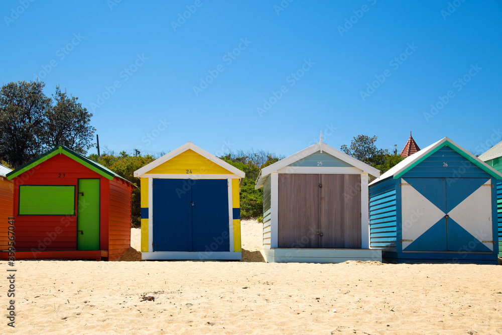 Colorful little beach house on a beach in australia