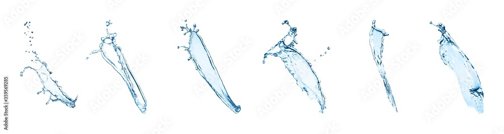 Set with clear water splashes on white background. Banner design Set with clear water splashes on white background. Banner design