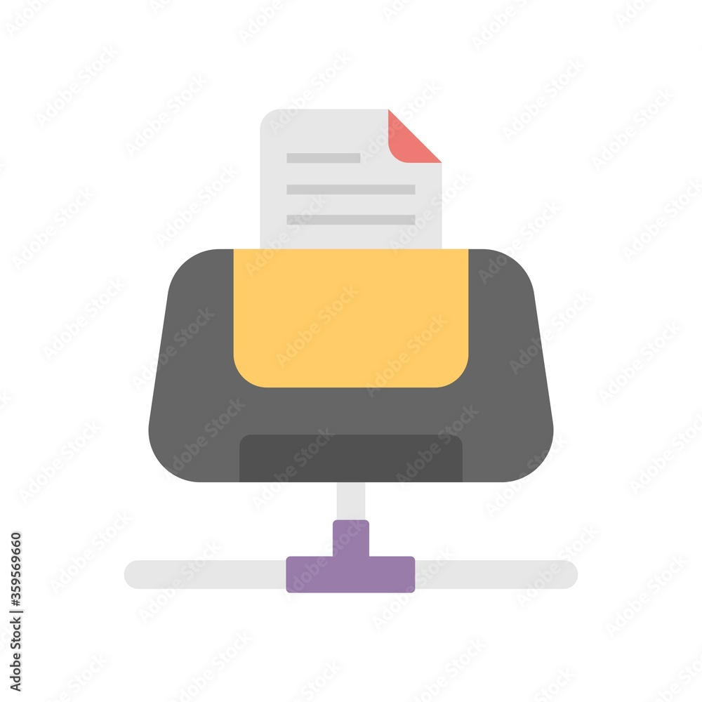 Printer network icon illustration in flat design style. Printer network icon illustration in flat design style.