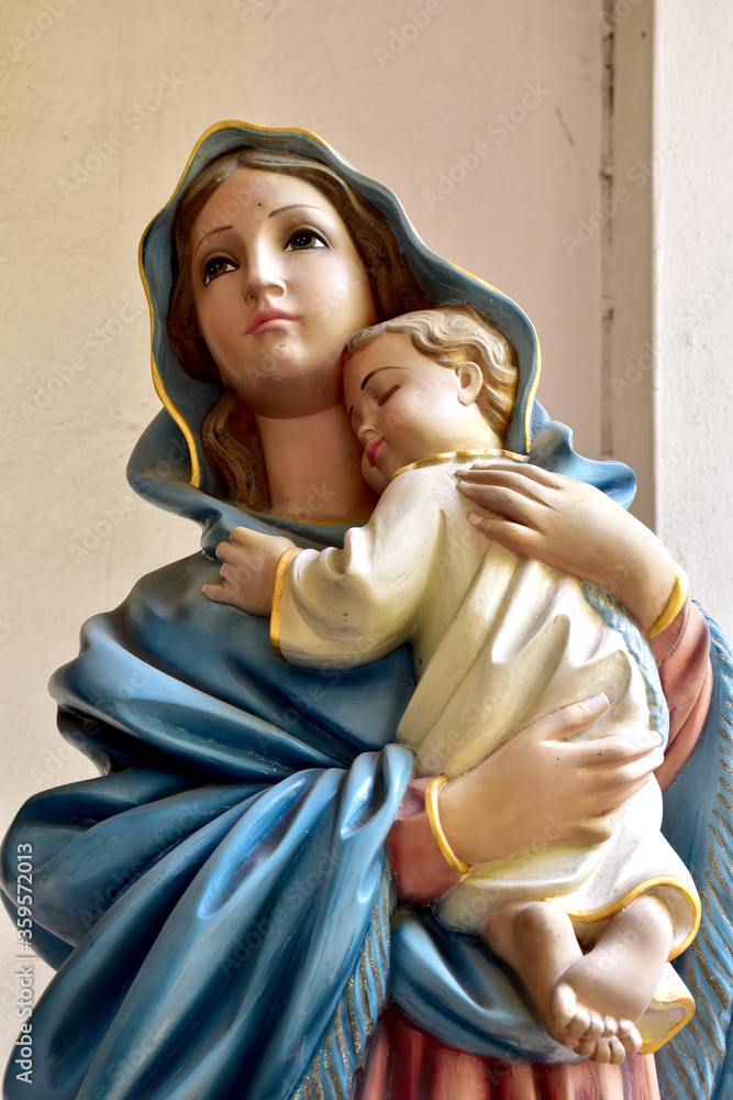 custom made wallpaper toronto digitalStatue of Our lady and child Jesus in catholic church, Thailand. selective focus.