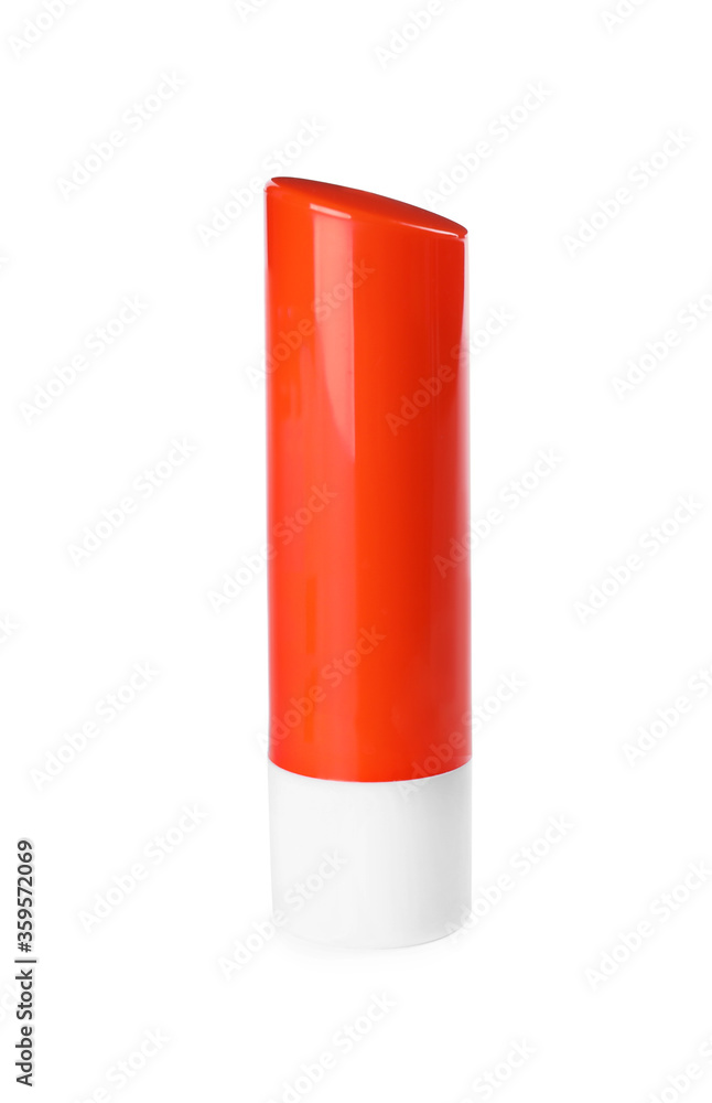 Sun protection lip balm isolated on white Sun protection lip balm isolated on white
