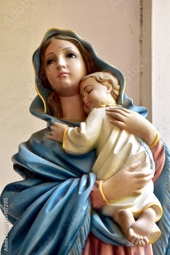 Wallpaper Mural Statue of Our lady and child Jesus in catholic church, Thailand. selective focus. Torontodigital.ca