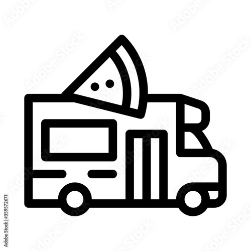 pizza street food van icon vector. pizza street food van sign. isolated contour symbol illustration