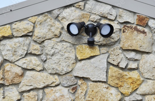 Photography Flood Lights on Stone Wall