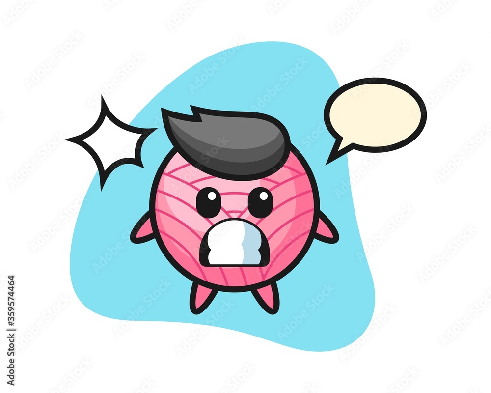 Fototapeta premium Yarn ball cartoon with shocked gesture