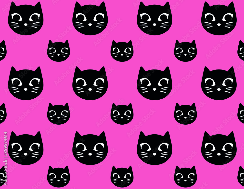 Cat vector seamless Pattern design isolated wallpaper background cartoon. kitten fabric and decor
