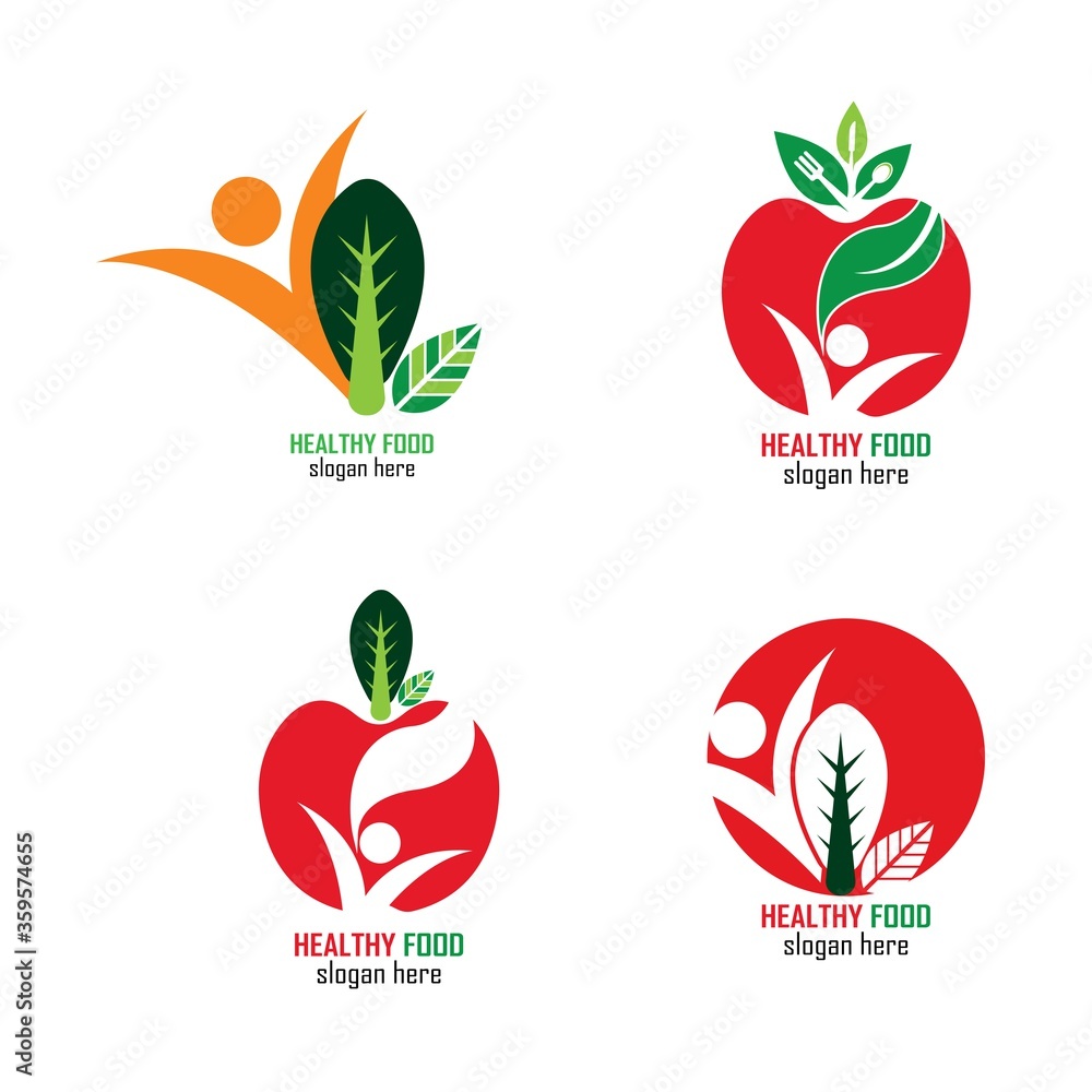 Fototapeta premium Healthy Food Logo Design Template icon illustration 