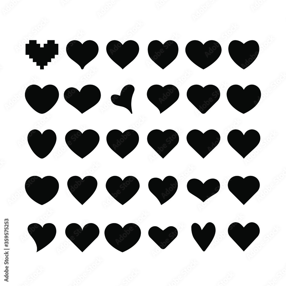 Set of heart icon design element on transparent background. Logo element illustration. Love symbol vector. EPS 10 Set of heart icon design element on transparent background. Logo element illustration. Love symbol vector. EPS 10