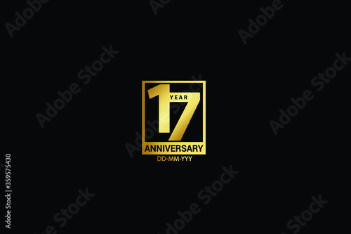 17 years anniversary celebration logotype. anniversary logo with golden and Spark light white color isolated on black background, vector design for celebration, invitation and greeting card-Vector