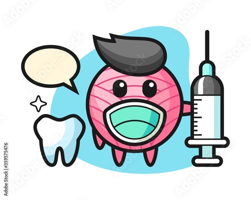 Yarn ball cartoon as a dentist