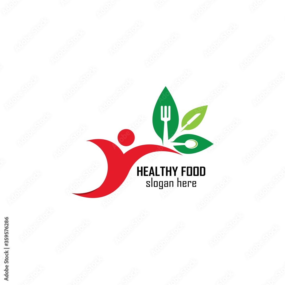 Healthy Food Logo Design Template icon illustration
