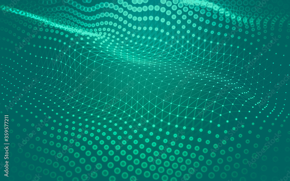 Obraz premium Abstract background. Molecules technology with polygonal shapes, connecting dots and lines. Connection structure. Big data visualization.