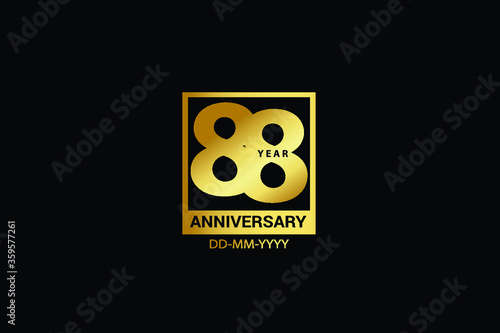 88 years anniversary celebration logotype. anniversary logo with golden and Spark light white color isolated on black background, vector design for celebration, invitation and greeting card-Vector