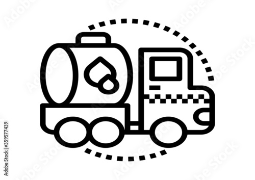 Gas, oil, fuel transportation truck line icon.