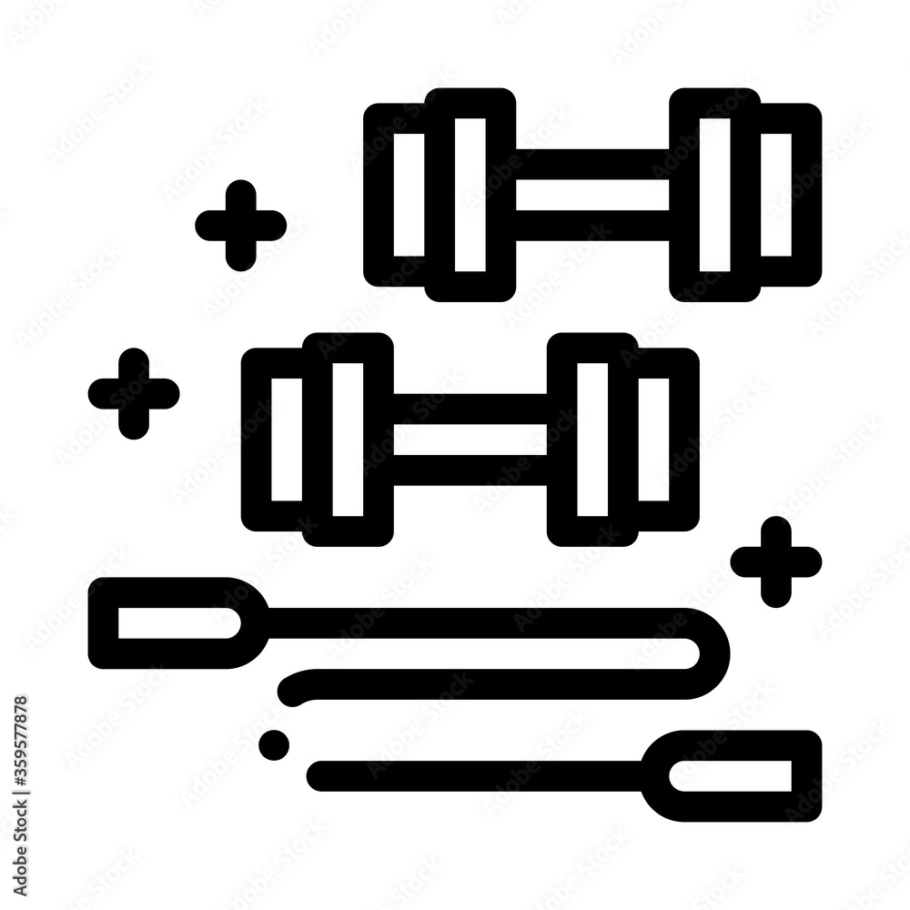 dumbbells and jump rope icon vector. dumbbells and jump rope sign. isolated contour symbol illustration dumbbells and jump rope icon vector. dumbbells and jump rope sign. isolated contour symbol illustration