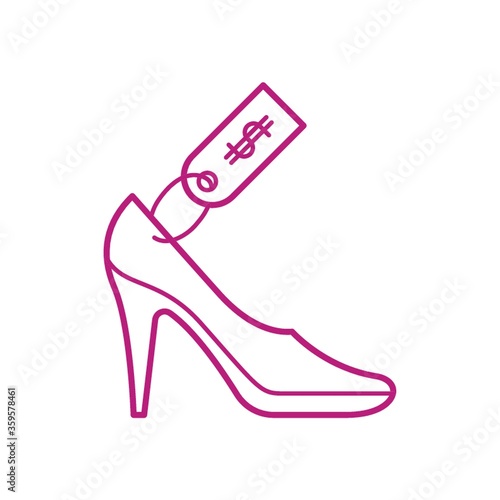 high heeled shoe with price tag