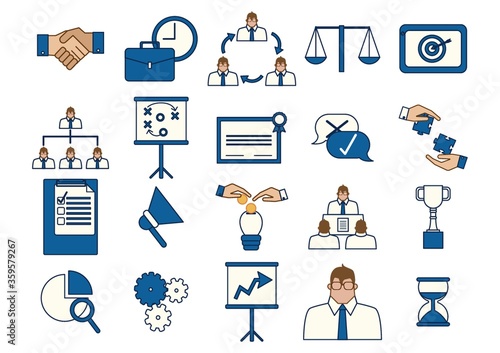 set of business strategy icons
