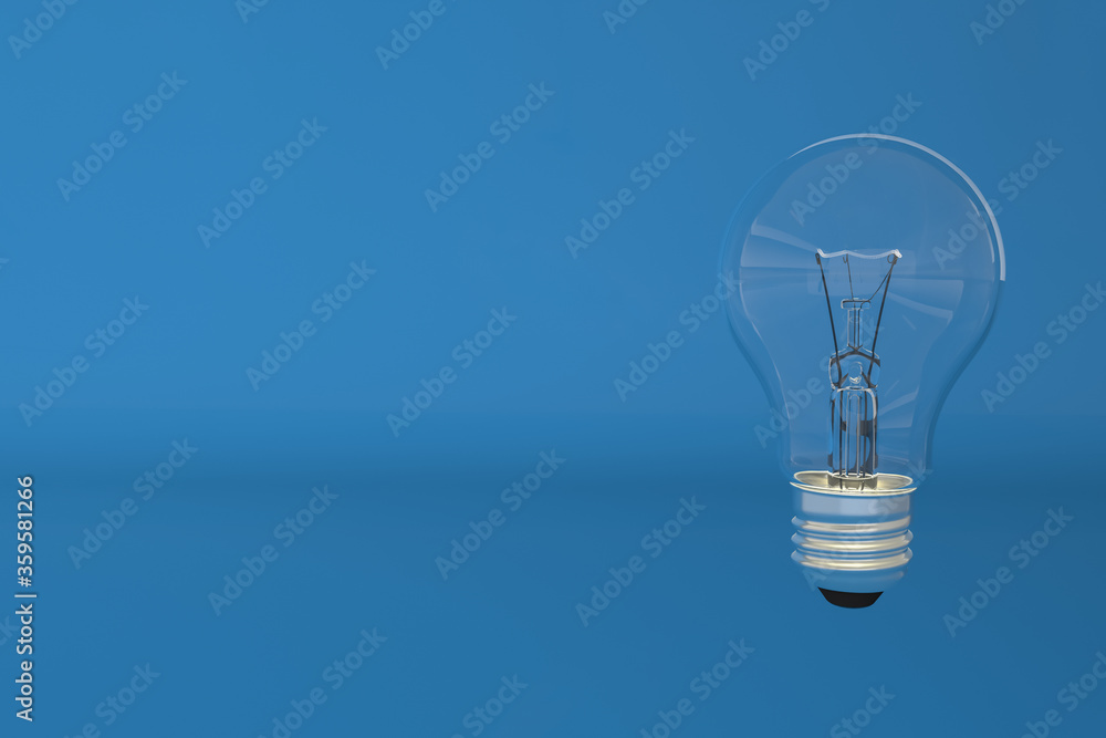 Light bulb off conserving energy 3D illustration with a light blue background Light bulb off conserving energy 3D illustration with a light blue background