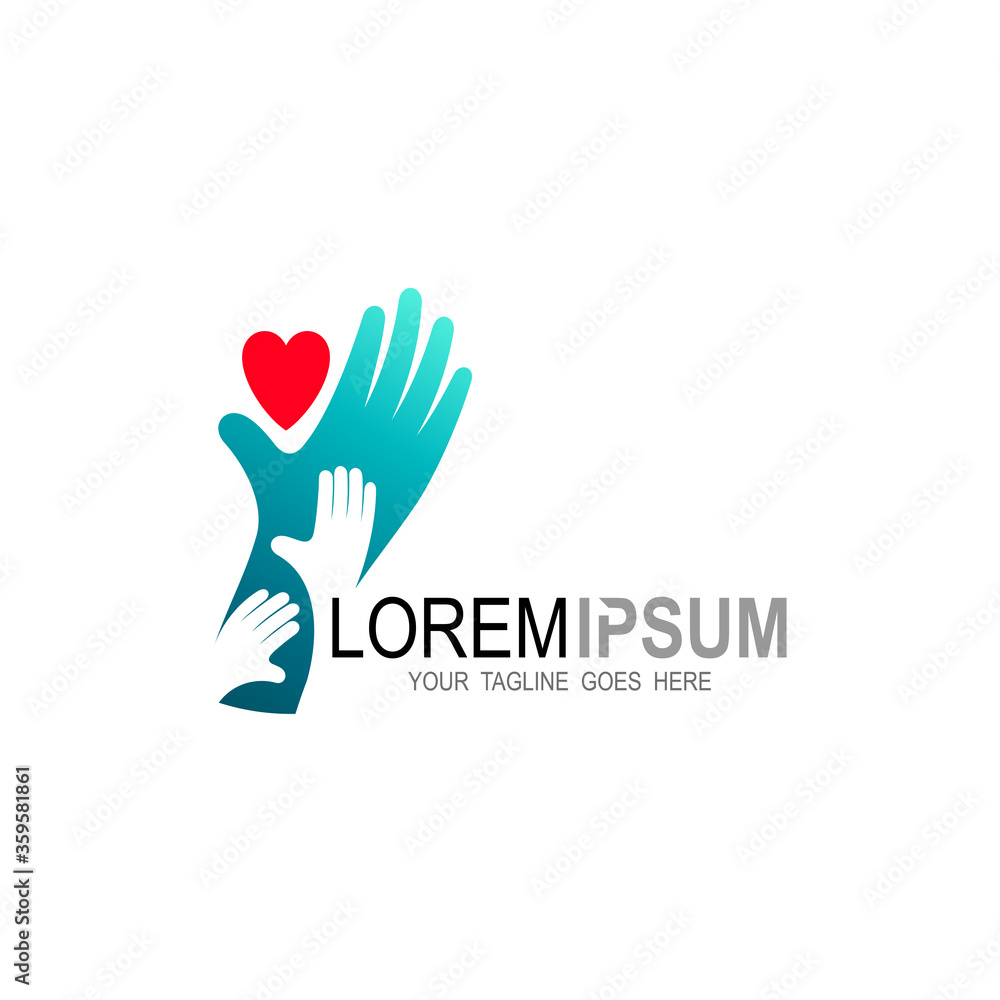 Healthcare logo People care logo, People with hand in heart shape, Logo template, Love icon Healthcare logo People care logo, People with hand in heart shape, Logo template, Love icon