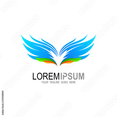Wing logo design illustration  colorful logo  flying icon template