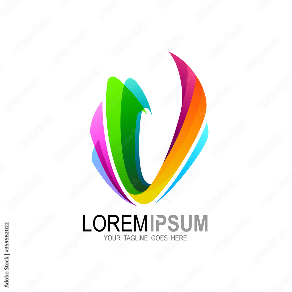 V logo , Letter v logo with colorful design technology, V logo , Letter v logo with colorful design technology,