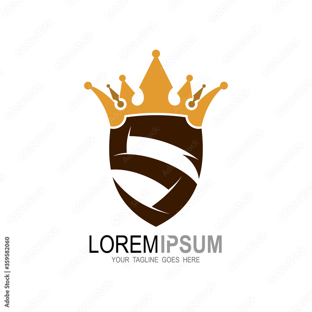 Fototapeta premium S logo, Letter S logo with shield, Shield and crown logo template