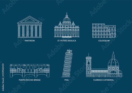 set of italy monuments