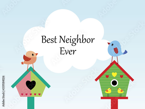 cute bird best neighbor ever vector