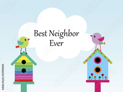 cute bird best neighbor ever vector