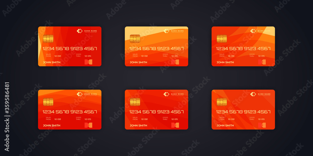 Fototapeta premium Set of abstract credit card design template background with editable text.