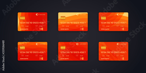 Set of abstract credit card design template background with editable text.