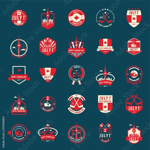 Collection of happy canada day labels