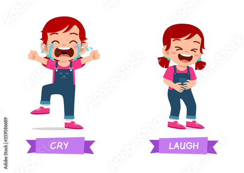 cute example of opposite word antonym for kid