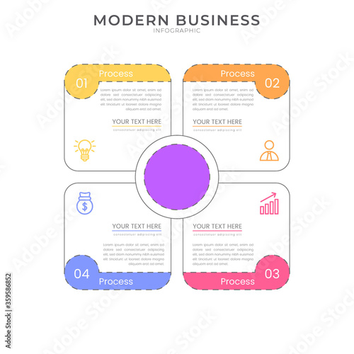flat style Infographic design organization chart process template with editable text