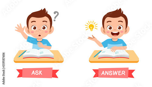 cute example of opposite word antonym for kid