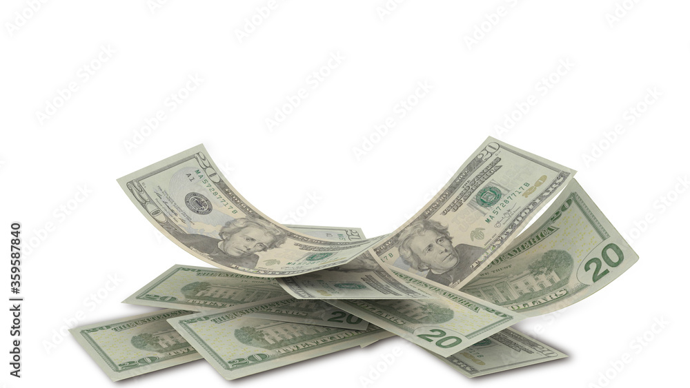 dollars 20 twenty us banknotes money isolated for background - 3d rendering dollars 20 twenty us banknotes money isolated for background - 3d rendering