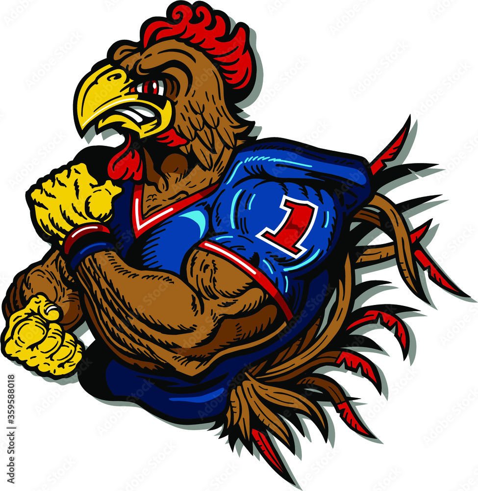 muscular gamecock football mascot for school, college or league Stock