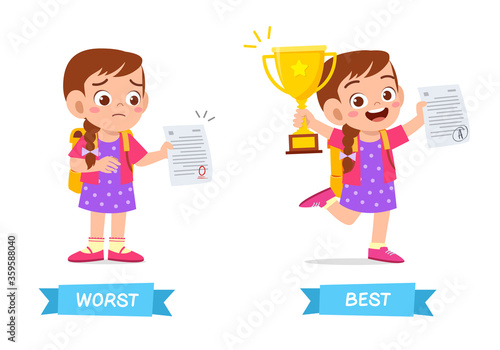 cute example of opposite word antonym for kid