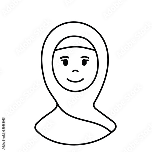 hijab woman Muslim girl with head scarf veil icon avatar profile
