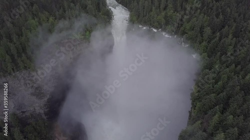 Soaring above and around Helmcken falls basin