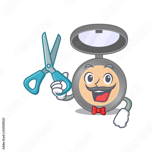 Highlighter talented barber cartoon character design working in the barbershop