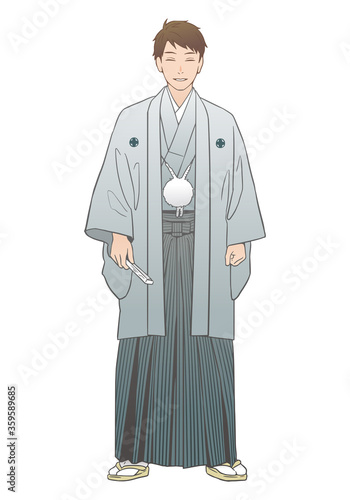 紋付羽織袴を着た男性
