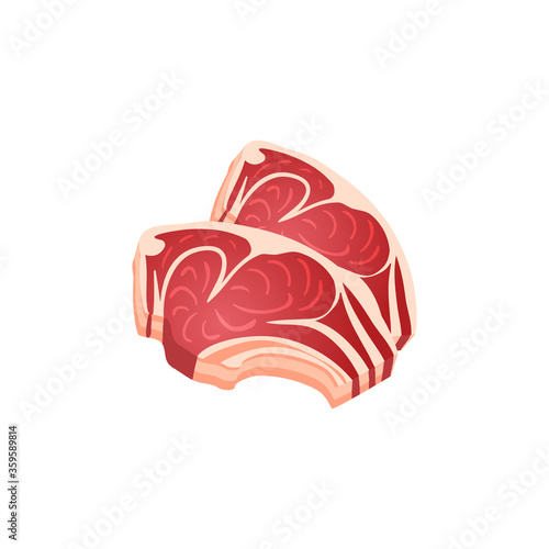 Rib chops. Vector illustration cartoon flat meat icon isolated on white background.