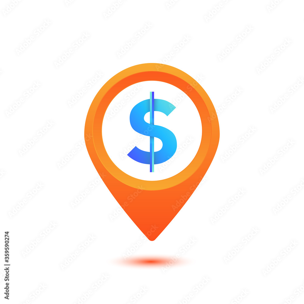 creative and modern money and pin location logo template design vector. for money changer, website, application or design asset. creative and modern money and pin location logo template design vector. for money changer, website, application or design asset.