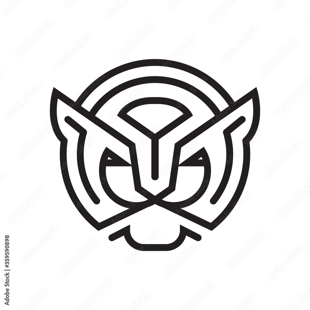Simple tiger head logo design. Vector illustration in line art style Simple tiger head logo design. Vector illustration in line art style