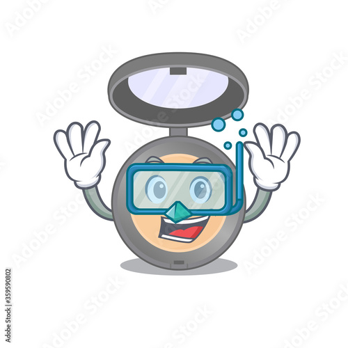 Highlighter mascot design swims with diving glasses