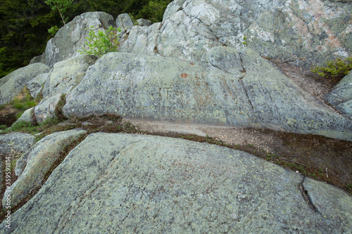 Glacial groove in granite ledge on Mt. Kearsarge  New Hampshire.
