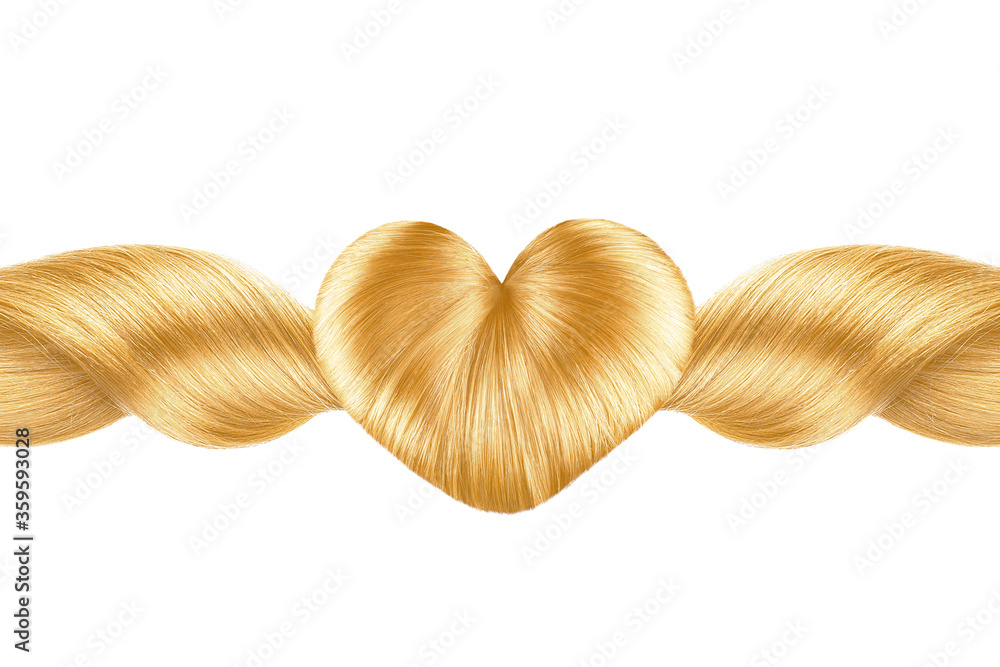 Blond hair heart on white, isolated Blond hair heart on white, isolated