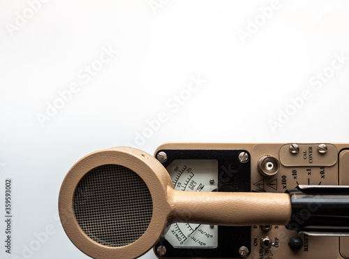 Count per minute scale and microSIevert per hour scale on Dial display of Radiation survey meterwith detector photo