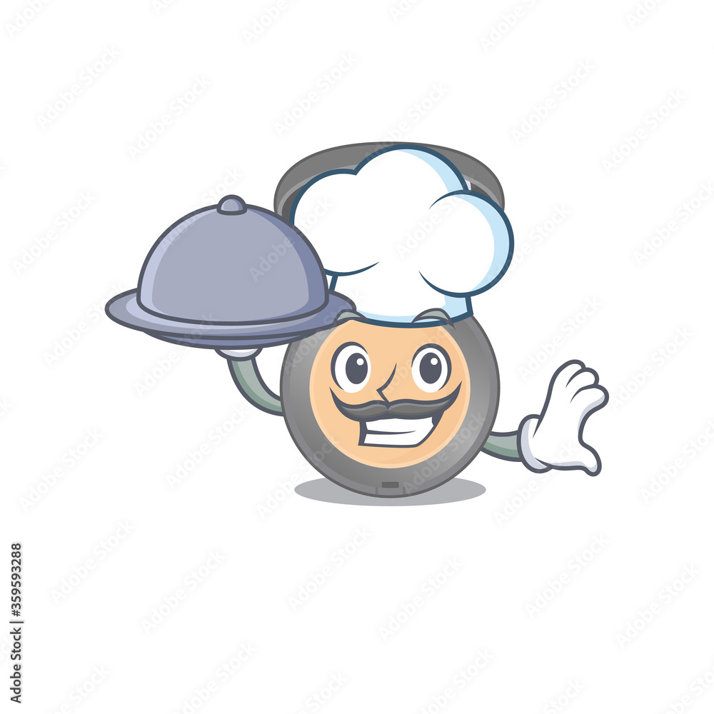 mascot character style of highlighter chef serving dinner on tray mascot character style of highlighter chef serving dinner on tray